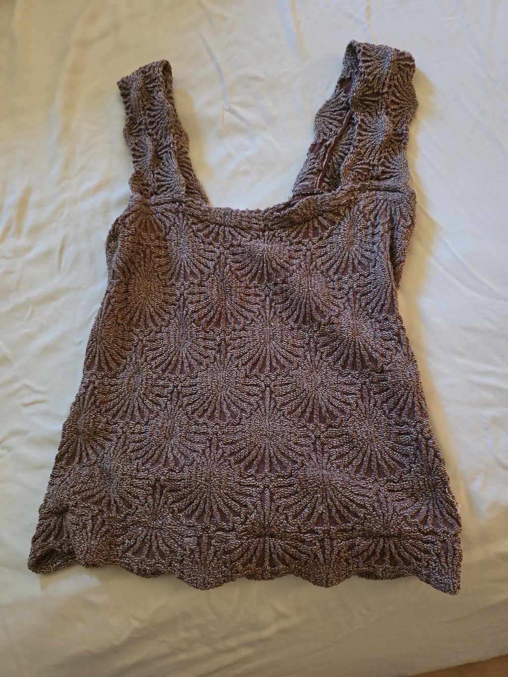 Free People Mauve-Brown Crochet Tank Top